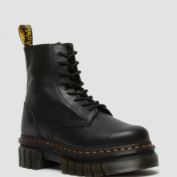 😍Dr.Martens Black Chunky Combat Boots Audrick Nappa Leather Platform Ankle Boots - Picture 5 of 8
